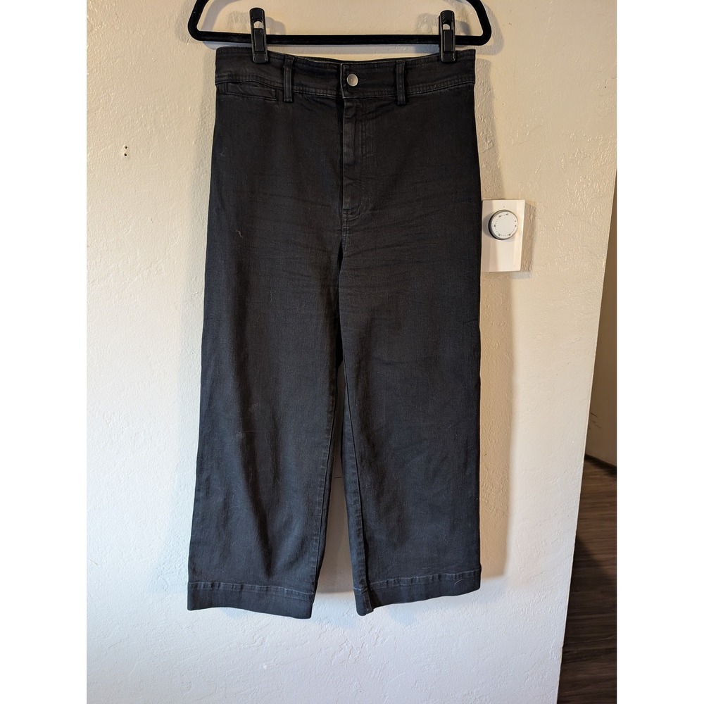 H&M Women's Size 10 Black Cropped Wide Leg Jeans High Rise 24" Inseam Lyocell